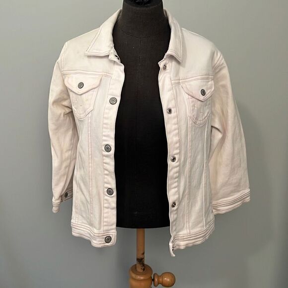 Stretch Women's White Denim Jacket - Picture 1 of 9
